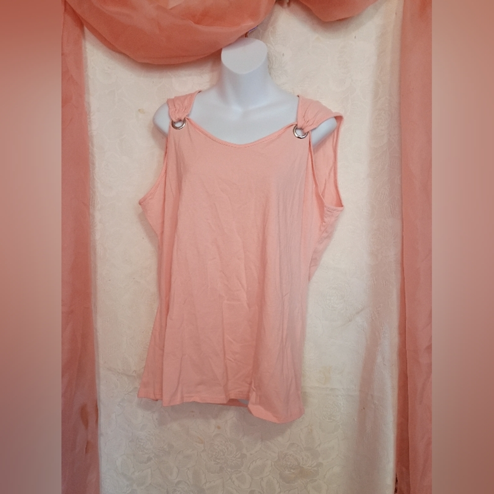 🛍️ BUNDLE ONLY 🛍️Light Pink Cold-Shoulder Tank with Ring Detail
